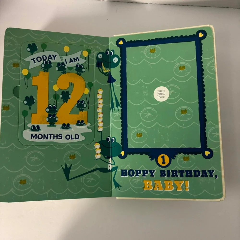 Baby's First Year Photo Gallery Memory Book Album w/ 12 Monthly Milestone Cards